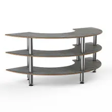 Mogogo - Modular 81.5" x 41" x 35" Grey Slate / Brushed Stainless Steel Creative Curved Unit - MGCMSX01GSXF