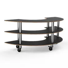 Mogogo - Modular 81.5" x 41" x 35" Black Marble / Brushed Stainless Steel Creative Curved Unit W/ Casters - MGCMSX01MSXW