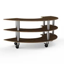 Mogogo - Modular 81.5" x 41" x 35" Mango Wood / Brushed Stainless Steel Creative Curved Unit W/ Casters - MGCMSX01WSXW