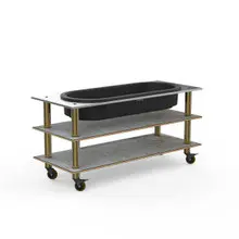Mogogo - Modular 71" x 29.5" x 35" Grey Slate / Brushed Brass Salad Bar Unit W/ Ice Bin & Casters - MGCMLE03GBXW