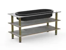 Mogogo - Modular 71" x 29.5" x 35" Grey Slate / Brushed Brass Salad Bar Unit W/ Ice Bin - MGCMLE03GBXF