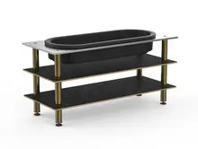 Mogogo - Modular 71" x 29.5" x 35" Black Marble / Brushed Brass Salad Bar Unit W/ Ice Bin - MGCMLE03MBXF