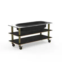 Mogogo - Modular 71" x 29.5" x 35" Bamboo / Brushed Brass Salad Bar Unit W/ Ice Bin & Casters - MGCMLE03BBXW