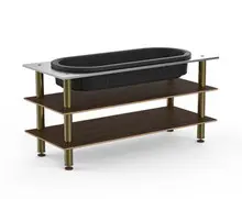 Mogogo - Modular 71" x 29.5" x 35" Mango Wood / Brushed Brass Salad Bar Unit W/ Ice Bin - MGCMLE03WBXF