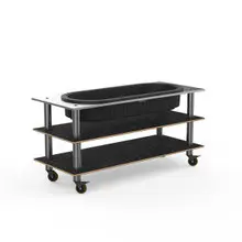 Mogogo - Modular 71" x 29.5" x 35" Black Marble / Brushed Stainless Steel Salad Bar Unit W/ Ice Bin & Casters - MGCMLE03MSXW