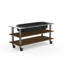 Mogogo - Modular 71" x 29.5" x 35" Mango Wood / Brushed Stainless Steel Salad Bar Unit W/ Ice Bin & Casters - MGCMLE03WSXW