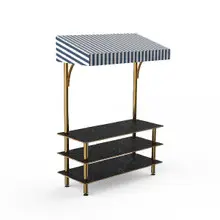 Mogogo - Modular 130" x 35" x 95" Black Marble / Brushed Brass Classic Striped Canopy Unit - MGCMLB10MBWF