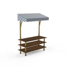 Mogogo - Modular 130" x 35" x 95" Bamboo / Brushed Brass Classic Striped Canopy Unit - MGCMLB10BBWF