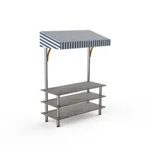 Mogogo - Modular 130" x 35" x 95" Grey Slate / Brushed Stainless Steel Classic Striped Canopy Unit - MGCMLB10GSWF