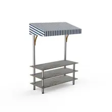 Mogogo - Modular 130" x 35" x 95" Bamboo / Brushed Stainless Steel Classic Striped Canopy Unit - MGCMLB10BSWF
