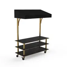 Mogogo - Modular 130" x 35" x 95" Black Marble / Brushed Brass Classic Canopy Unit W/ Casters - MGCMLB10MBBW