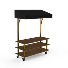Mogogo - Modular 130" x 35" x 95" Mango Wood / Brushed Brass Classic Canopy Unit W/ Casters - MGCMLB10WBBW