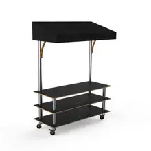 Mogogo - Modular 130" x 35" x 95" Black Marble / Brushed Stainless Steel Classic Canopy Unit W/ Casters - MGCMLB10MSBW