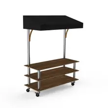Mogogo - Modular 130" x 35" x 95" Mango Wood / Brushed Stainless Steel Classic Canopy Unit W/ Casters - MGCMLB10WSBW