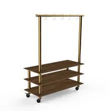Mogogo - Modular 71" x 29.5" x 95.5" Mango Wood / Brushed Brass Classic Arch Unit W/ Casters - MGCMLA06WBXW