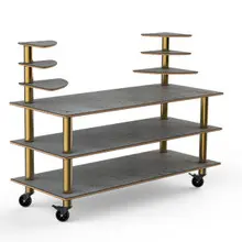 Mogogo - Modular 71" x 29.5" x 54" Grey Slate / Brushed Brass Classic Multi-Shelf Station W/ Casters - MGCMLB11GBXW