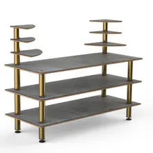Mogogo - Modular 71" x 29.5" x 54" Grey Slate / Brushed Brass Classic Multi-Shelf Station - MGCMLB11GBXF