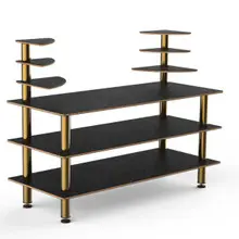 Mogogo - Modular 71" x 29.5" x 54" Black Marble / Brushed Brass Classic Multi-Shelf Station - MGCMLB11MBXF
