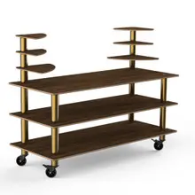 Mogogo - Modular 71" x 29.5" x 54" Mango Wood / Brushed Brass Classic Multi-Shelf Station W/ Casters - MGCMLB11WBXW