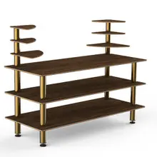 Mogogo - Modular 71" x 29.5" x 54" Mango Wood / Brushed Brass Classic Multi-Shelf Station - MGCMLB11WBXF