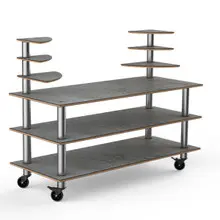Mogogo - Modular 71" x 29.5" x 54" Grey Slate / Brushed Stainless Steel Classic Multi-Shelf Station W/ Casters - MGCMLB11GSXW