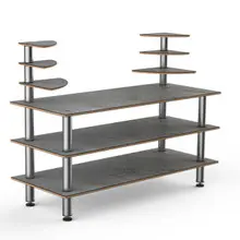Mogogo - Modular 71" x 29.5" x 54" Grey Slate / Brushed Stainless Steel Classic Multi-Shelf Station - MGCMLB11GSXF