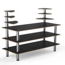 Mogogo - Modular 71" x 29.5" x 54" Black Marble / Brushed Stainless Steel Classic Multi-Shelf Station - MGCMLB11MSXF