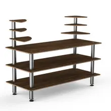 Mogogo - Modular 71" x 29.5" x 54" Bamboo / Brushed Stainless Steel Classic Multi-Shelf Station - MGCMLB11BSXF