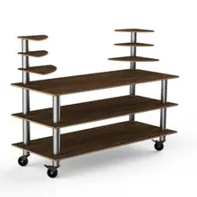 Mogogo - Modular 71" x 29.5" x 54" Bamboo / Brushed Stainless Steel Classic Multi-Shelf Station w/ Casters - MGCMLB11BSXW