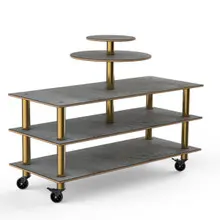 Mogogo - Modular 71" x 47" x 53.5" Grey Slate / Brushed Brass Multi-Purpose Display Station W/ Casters - MGCMLB12GBXW