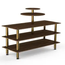 Mogogo - Modular 71" x 47" x 53.5" Mango Wood / Brushed Brass Multi-Purpose Display Station - MGCMLB12WBXF