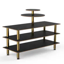 Mogogo - Modular 71" x 47" x 53.5" Bamboo / Brushed Brass Multi-Purpose Display Station - MGCMLB12BBXF