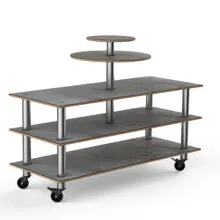 Mogogo - Modular 71" x 47" x 53.5" Grey Slate / Brushed Stainless Steel Multi-Purpose Display Station W/ Casters - MGCMLB12GSXW