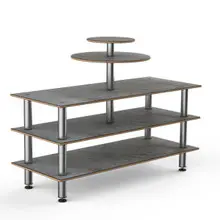 Mogogo - Modular 71" x 47" x 53.5" Grey Slate / Brushed Stainless Steel Multi-Purpose Display Station - MGCMLB12GSXF