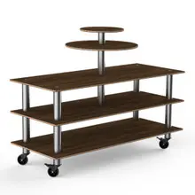 Mogogo - Modular 71" x 47" x 53.5" Mango Wood / Brushed Stainless Steel Multi-Purpose Display Station W/ Casters - MGCMLB12WSXW