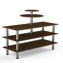 Mogogo - Modular 71" x 47" x 53.5" Mango Wood / Brushed Stainless Steel Multi-Purpose Display Station - MGCMLB12WSXF