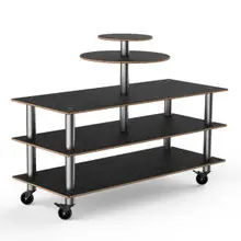 Mogogo - Modular 71" x 47" x 53.5" Black Marble / Brushed Stainless Steel Multi-Purpose Display Station W/ Casters - MGCMLB12MSXW