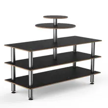 Mogogo - Modular 71" x 47" x 53.5" Black Marble / Brushed Stainless Steel Multi-Purpose Display Station - MGCMLB12MSXF