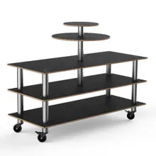 Mogogo - Modular 71" x 47" x 53.5" Bamboo / Brushed Stainless Steel Multi-Purpose Display Station W/ Casters - MGCMLB12BSXW