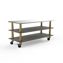 Mogogo - Modular 71" x 29.5" x 35" Grey Slate / Brushed Brass Large Pro Unit W/ Stainless Steel Top & Casters - MGCMLA05GBXW