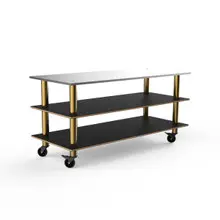 Mogogo - Modular 71" x 29.5" x 35" Black Marble / Brushed Brass Large Pro Unit W/ Stainless Steel Top & Casters - MGCMLA05MBXW