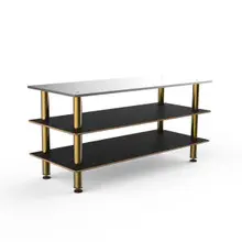 Mogogo - Modular 71" x 29.5" x 35" Black Marble / Brushed Brass Large Pro Unit W/ Stainless Steel Top - MGCMLA05MBXF