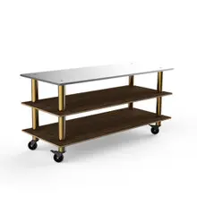 Mogogo - Modular 71" x 29.5" x 35" Mango Wood / Brushed Brass Large Pro Unit W/ Stainless Steel Top & Casters - MGCMLA05WBXW