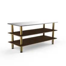 Mogogo - Modular 71" x 29.5" x 35" Mango Wood / Brushed Brass Large Pro Unit W/ Stainless Steel Top - MGCMLA05WBXF