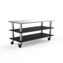 Mogogo - Modular 71" x 29.5" x 35" Black Marble / Brushed Stainless Steel Large Pro Unit W/ Stainless Steel Top & Casters - MGCMLA05MSXW