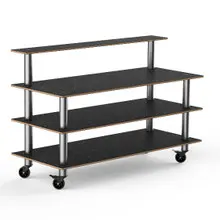 Mogogo - Modular 71" x 29.5" x 47" Black Marble / Brushed Stainless Steel Classic Plus Unit W/ Casters - MGCMLB13MSXW