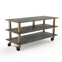 Mogogo - Modular 71" x 29.5" x 35" Grey Slate / Brushed Brass Midhole Display Unit W/ Casters - MGCMLB09GBXW