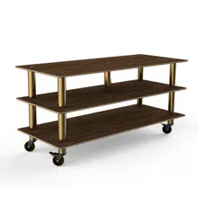 Mogogo - Modular 71" x 29.5" x 35" Mango Wood / Brushed Brass Midhole Display Unit W/ Casters - MGCMLB09WBXW