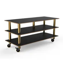 Mogogo - Modular 71" x 29.5" x 35" Black Marble / Brushed Brass Midhole Display Unit W/ Casters - MGCMLB09MBXW