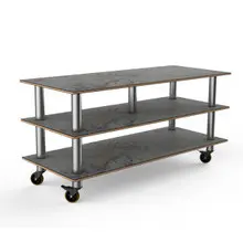 Mogogo - Modular 71" x 29.5" x 35" Grey Slate / Brushed Stainless Steel Midhole Display Unit W/ Casters - MGCMLB09GSXW